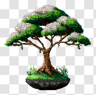 Pixel Tree - Pixel Art Tree With Green Leaves Transparent PNG