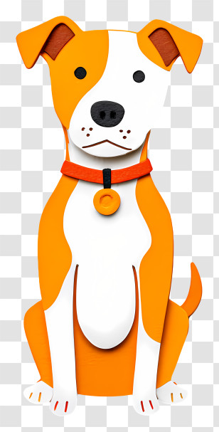 Cute Pitbull - Orange Cartoon Dog With Collar Transparent PNG