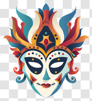 Purim - Colorful Masquerade Mask With Ornate Design Transparent PNG