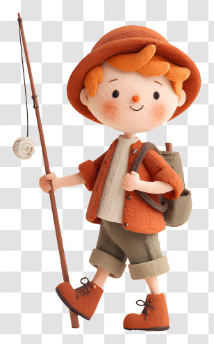 Boy With Fishing Rod - Young Fisherman With Rod Transparent PNG
