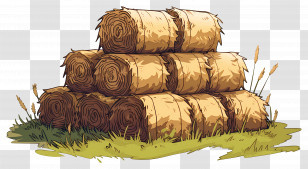 Stack Of Hay - Stack Of Rolled Hay Bales In Field Transparent PNG