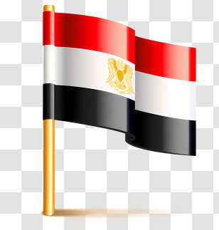 Egypt - Waving Egyptian Flag On Pole Illustration Transparent PNG