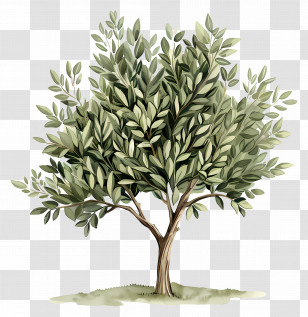 Tree - Green Olive Tree Illustration With Foliage Transparent PNG
