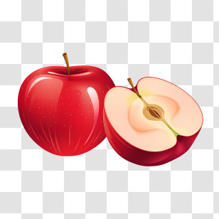 Eat A Red Apple Day - Red Apple With A Cut Half Illustration Transparent PNG