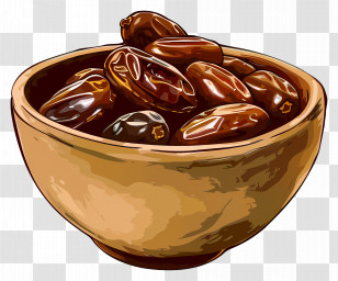 Dates In Bowl - Bowl Of Dried Sweet Dates Illustration Transparent PNG