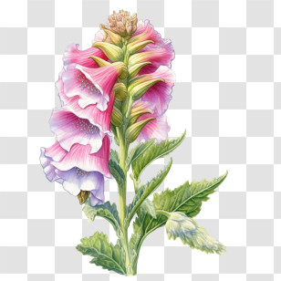 Foxglove Flower - Pink Foxglove Flower Illustration Transparent PNG