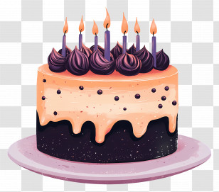 Birthday Cake - Birthday Cake With Lit Candles Transparent PNG