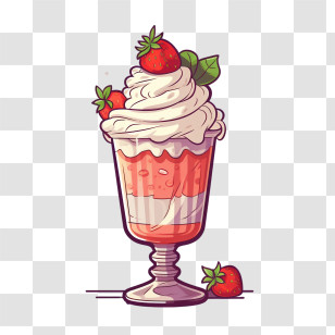Strawberry Milkshake - Strawberry Parfait With Creamy Swirls Transparent PNG