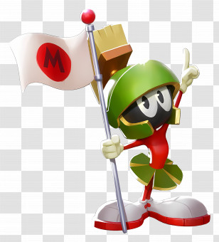 Marvin The Martian - Martian Character Holding Flag Transparent PNG