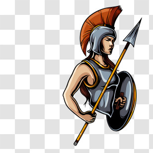 Ancient Greek - Ancient Warrior With Spear And Shield Illustration Transparent PNG