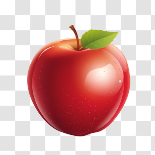 Eat A Red Apple Day - Bright Red Apple Illustration With Leaf Transparent PNG