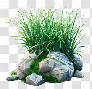 Grass Plant - Grass And Rock Cluster Illustration Transparent PNG
