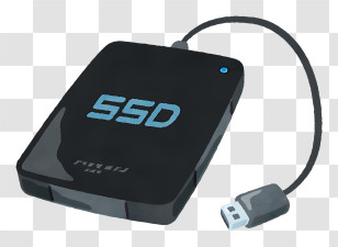 Icon - Black External SSD With USB Cable Transparent PNG