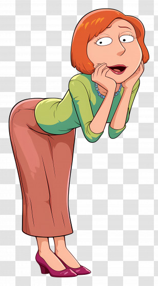Lois Griffin - Red-Haired Cartoon Woman In Curious Pose Transparent PNG