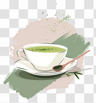 Matcha Tea - Green Tea In White Cup Illustration Transparent PNG