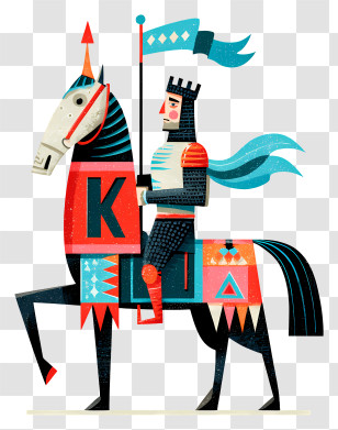 Knight On Horseback - Colorful Knight Riding Horse Illustration Transparent PNG