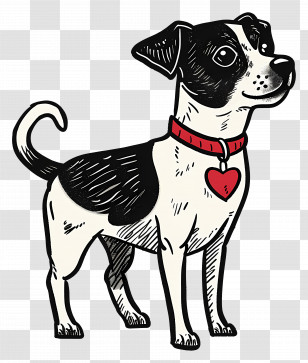 Cartoon Dog - Adorable Black And White Dog Illustration Transparent PNG