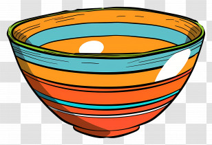 Striped Bowl Illustration - Striped Colorful Bowl Illustration Transparent PNG