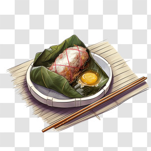 Zongzi - Wrapped Sticky Rice And Egg Dish Transparent PNG