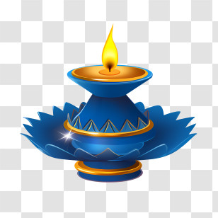 Deepavali
 - Blue Oil Lamp Illustration For Diwali Transparent PNG