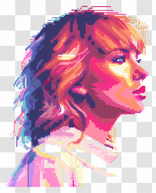 Pixel Taylor Swift - Colorful Portrait In Pop Art Style Transparent PNG