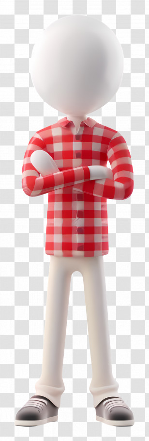 Stick Figure Standing - White Mannequin Wearing Red Plaid Shirt Transparent PNG