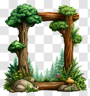 Forest Border - Tree Frame With Forest Background Transparent PNG