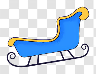 Cartoon Sleigh - Blue And Yellow Sleigh Transparent PNG