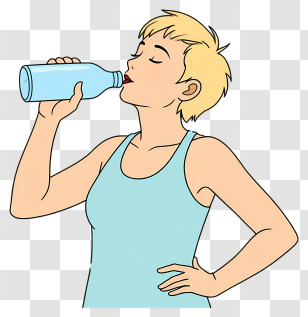 Woman Drinking Water - Woman Drinking From Bottle Transparent PNG