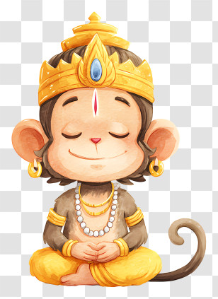 Lord Hanuman - Meditating Monkey Deity Illustration Transparent PNG