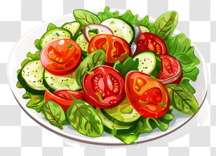 Veggie Salad - Fresh Vegetable Salad With Tomatoes And Cucumbers Transparent PNG