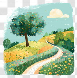 Country Road - Countryside Pathway With Tree Transparent PNG