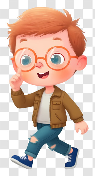 Cartoon Boy With Glasses - Cartoon Boy With Glasses And Jacket Transparent PNG