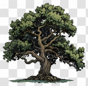 Oak Tree - Large Oak Tree In Natural Style Transparent PNG
