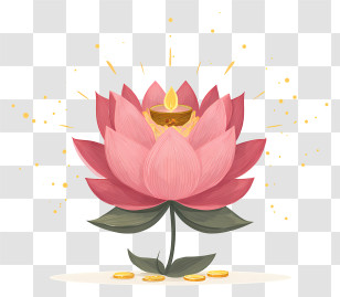 Large Pink Lotus Flower - Radiant Lotus Diya Illustration Transparent PNG