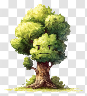 Tree - Cartoon Tree With Facial Expression Transparent PNG