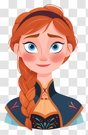 Frozen Anna Princess - Cartoon Girl With Braided Hair Transparent PNG