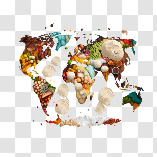 World Food Day
 - World Map Made Of Food Transparent PNG