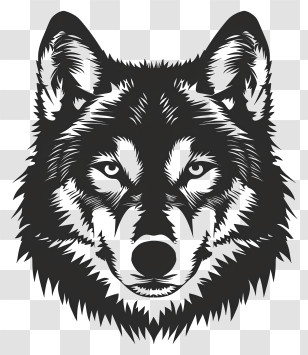 Wolf Silhouette - Black And White Wolf Illustration Transparent PNG