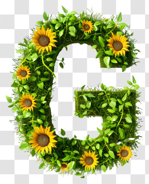 Letter G - Letter G Decorated With Sunflowers And Leaves Transparent PNG