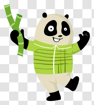 Cartoon Panda - Panda With Bamboo Cartoon Transparent PNG