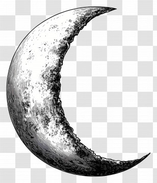 Moon Outline - Artistic Black Crescent Moon Transparent PNG
