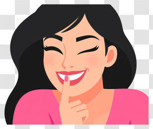 Maria Luna - Playful Winking Woman Illustration Transparent PNG