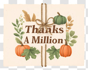 Thanks A Million - Thanks A Million Pumpkin Card Transparent PNG