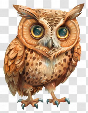 Owl - Realistic Cartoon Illustration Of An Owl Transparent PNG