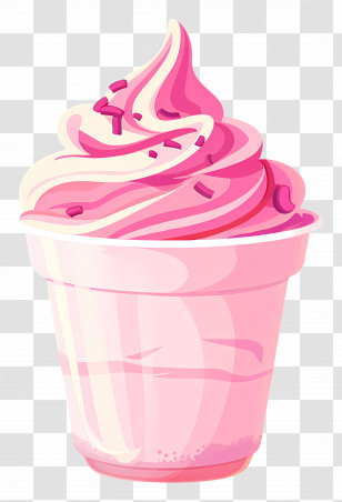 Frozen Yogurt - Pink Ice Cream In A Cup With Sprinkles Transparent PNG