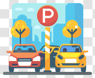 Parking - City Parking Lot Illustration With Cars Transparent PNG