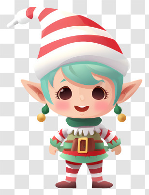 Cartoon Elf - Adorable Christmas Elf Character Transparent PNG