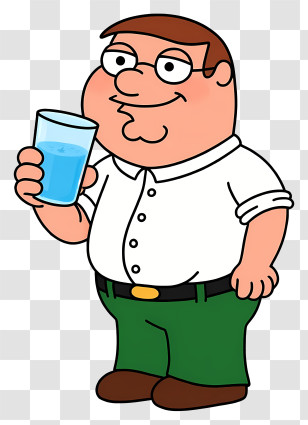 Peter Griffin Drinking Water - Cartoon Character Holding A Drink Transparent PNG