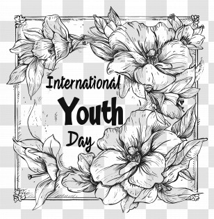 International Youth Day - International Youth Day Floral Illustration Transparent PNG